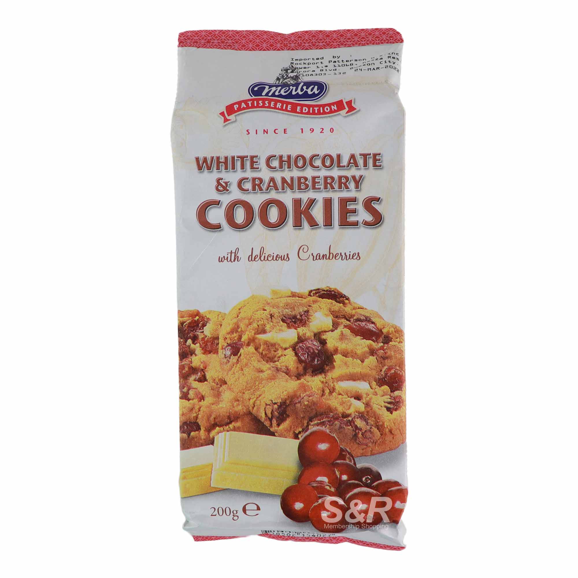Merba Patisserie Edition White Chocolate And Cranberry Cookies 200g Merba Patisserie Edition White Chocolate And Cranberry Cookies 200g